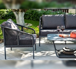 Зона 13 Канны лаунж-зона 5-местная плетеная из роупа (веревки), цвет темно-серый, фото 9