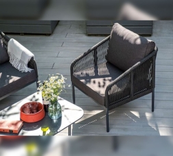 Зона 13 Канны лаунж-зона 5-местная плетеная из роупа (веревки), цвет темно-серый, фото 6