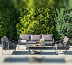 Зона 13 Канны лаунж-зона 5-местная плетеная из роупа (веревки), цвет темно-серый, фото 4