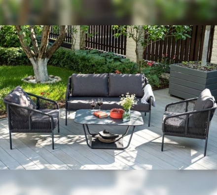 Зона 13 Канны лаунж-зона 5-местная плетеная из роупа (веревки), цвет темно-серый, фото 3