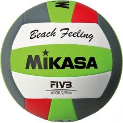 Мяч вол. пляжн. &quot;MIKASA VXS-BFL&quot;, р.5, синт.кожа(ТПУ),лого ВФВ,18 пан.,маш.сш,бут.кам,зел-сер-красн, фото 1