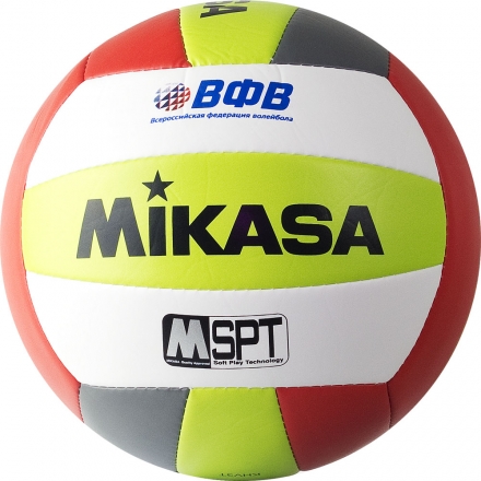 Мяч вол. пляжн. &quot;MIKASA VXS-BFL&quot;, р.5, синт.кожа(ТПУ),лого ВФВ,18 пан.,маш.сш,бут.кам,зел-сер-красн, фото 2