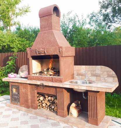 Печь № 21 — Печь барбекю с печью под казан и мойкой, фото 10