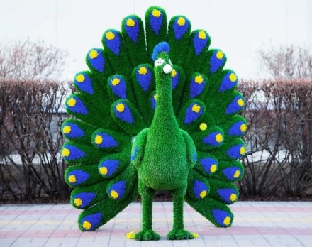 Топиари павлин Григориан, h=155 см - газон Eco, фото 1