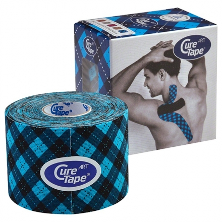 Тейп кинезиологический CureTape Art Tartan, 5 см x 5 м, арт. 162794, черно-голубой, фото 1