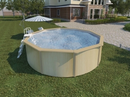 Бассейн диаметром 4,6 м. дерево светлое, фото 1
