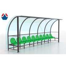 Скамейка для запасных игроков на 10 мест (с навесом из поликарбоната)