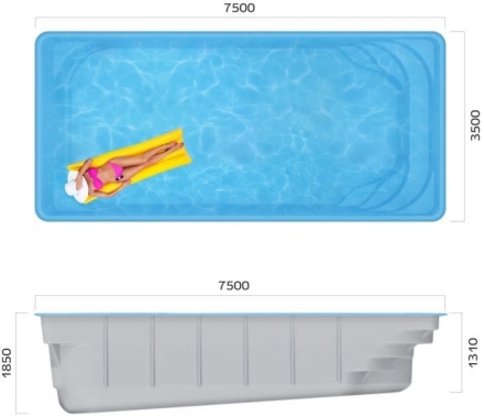 Бассейн 7,5х3,5х1,31-1,85м. Олимп Marshall Pools (чаша), фото 5