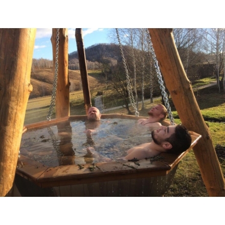 Сибирский банный чан &quot;Бриллиант Сибири&quot; на бревнах + печь (нерж. сталь) 1850 мм, фото 4