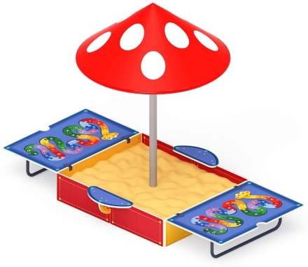 Песочница с крышкой средняя и навесом Грибок (Азбука) - ИО 5.01.10-05, фото 3