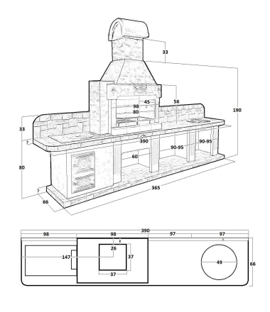 Печь № 22 — Печь барбекю с печью под казан, мойкой и рабочим столом, фото 9