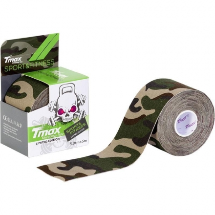 Тейп кинезиологический Tmax Pattern Green (5 см x 5 м), арт 100657, рис. камуфляж, зел-коричн-беж, фото 1