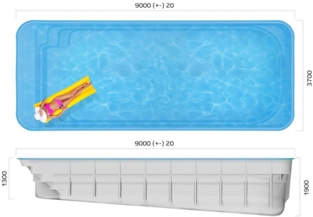 Бассейн 9х3,7х1,3-1,9м. Логан Marshall Pools (чаша), фото 6