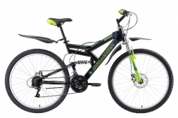 Велосипед Challenger Genesis FS 26 D чёрный/зелёный/голубой 16'