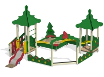 Песочный дворик Лесная поляна ПС-09 с горкой для детской площадки Песочный дворик Лесная поляна ПС-09 с горкой для детской площадки
