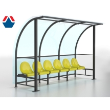 Скамейка для запасных игроков на 6 мест (с навесом из поликарбоната)