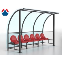 Скамейка для запасных игроков на 6 мест (с навесом из поликарбоната)