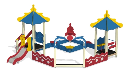 Песочный дворик Коралл ПС-16.3 с горкой для детской площадки, фото 3