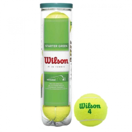 Мяч теннисный WILSON Starter Green Play, арт.WRT137400, одобр.ITF, фетр, нат.рез, уп.4шт,желто-зелен, фото 1