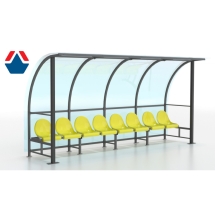 Скамейка для запасных игроков на 8 мест (с навесом из поликарбоната)