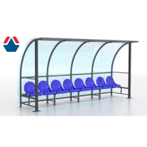 Скамейка для запасных игроков на 8 мест (с навесом из поликарбоната)