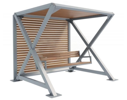 Качели парковые с теневым навесом Корнер 4, фото 1