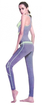 Комплект для фитнеса и йоги ST-2097 (леггинсы + майка) серо-розовый р. 44-50, фото 1