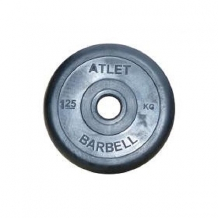 Диск Barbell Atlet обрезиненный черный d-31mm 1,25кг, фото 1