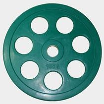 Олимпийский диск евро-классик с хватом &quot;Ромашка&quot; 10 кг. (обрезиненный, зеленый, d51мм.), фото 1