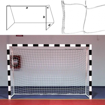 Сетка гандбольная/футзальная, a:3.0 b:2.0 c:0.8 d:1.5 м, нить 3 мм полипропилен (ПП), белый, фото 1