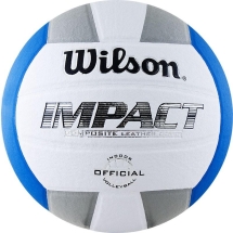 Мяч волейбольный "Wilson Impact", размер 5, синт.кожа (композит), бело-сине-серый Мяч волейбольный "Wilson Impact", размер 5, синт.кожа (композит), бело-сине-серый