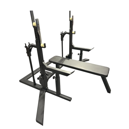 Соревновательная домкратная стойка для пауэрлифтинга со скамьей и страховочными упорами, фото 2