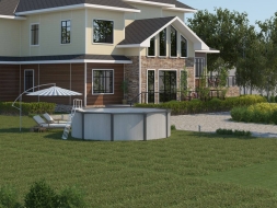 Бассейн диаметром 5,5 м. дерево серое, фото 2