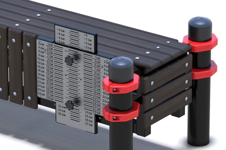 Горизонтальная гимнастическая скамья с двумя раздвижными антивандальными измерителями, фото 3