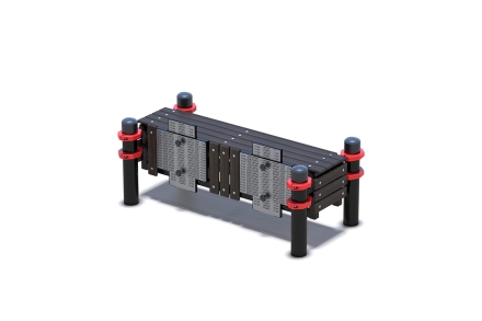 Горизонтальная гимнастическая скамья с двумя раздвижными антивандальными измерителями, фото 1