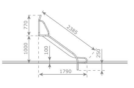 Скат KBT Stur-1000 L2,4 H0,9-1,0 из нержавеющей стали для игровых площадок, фото 3