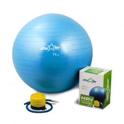 Мяч гимнастический GB-102 с насосом (75 см, синий, антивзрыв), фото 3