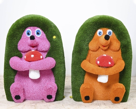 Топиари композиция ежики Лори и Лари, h=160см - газон Eco + Deluxe, фото 1