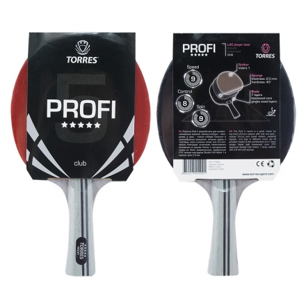 Ракетка для н/т TORRES Profi 5*, арт.TT0009, для спортсменов, накладка 2,0 мм, конич. ручка, фото 2