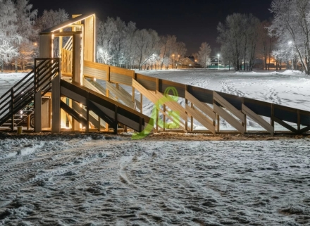 Зимняя деревянная горка "IgraGrad Snow Fox 12 м" с двумя скатами мод.3, фото 4