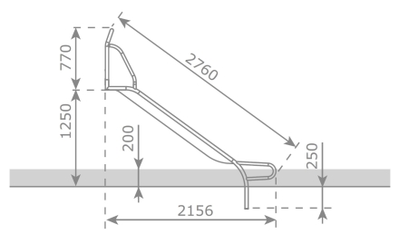 Скат KBT Stur-1000 L2,7 H1,0-1,25 из нержавеющей стали для игровых площадок, фото 3