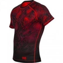 Компрессионная футболка Venum "Fusion" Compression T-shirt - Black Red Short Sleeves