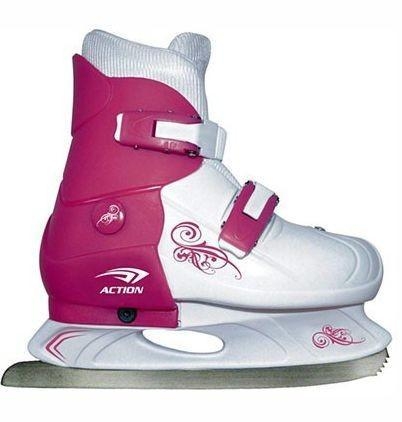 PW-219-1 коньки раздвижные р.29-32 (розовый/белый), фото 1