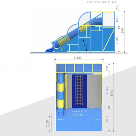 Большой Скалодром-вулкан с горкой (6,1*8,6*4,1 м.), фото 3