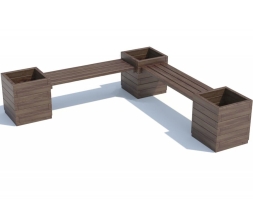 Скамья серия R модель 1 с кадками для растений угловая