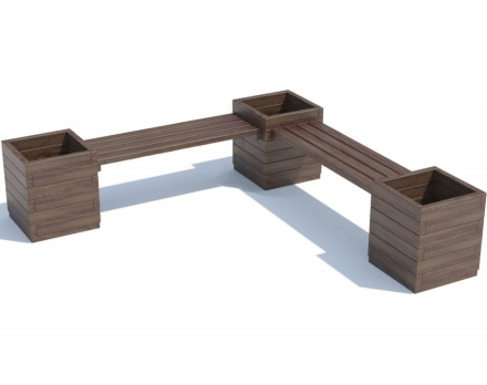 Скамья серия R модель 1 с кадками для растений угловая, фото 1