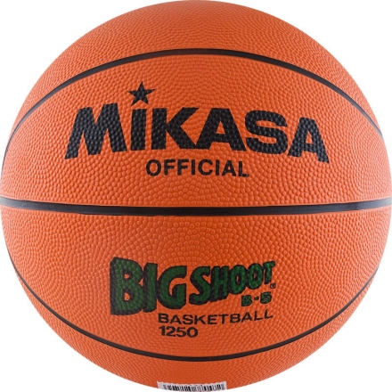 Мяч баск. &quot;MIKASA 1250&quot; р. 5, резина, нейл.корд, бут.кам., оранжево-черный, фото 1