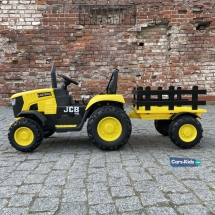 Электромобиль трактор с прицепом JCB 8330 жёлтый Электромобиль трактор с прицепом JCB 8330 жёлтый