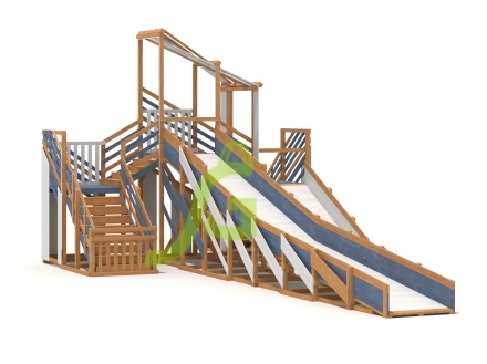 Зимняя деревянная горка "IgraGrad Snow Fox 12 м" с двумя скатами мод.624, фото 1