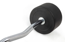 Штанга неразборная обрезиненная 45 кг Изогнутый гриф, фото 3